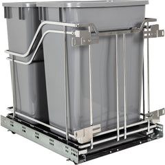 Double 35 Quart Polished Chrome STORAGE WITH STYLE® Metal Soft-close Trashcan Pullout
