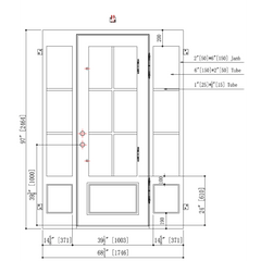 5/9x8/0 6 Lite Exterior Wrought Iron Prehung Door with Sidelites