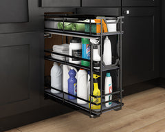 8" Black Nickel STORAGE WITH STYLE® Metal "No Wiggle" Under Drawer Soft-close Base Pullout