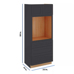 Modernform Cabinet Onyx Black Shaker 33" W X 84" H X 24" D Oven Cabinet With 3 Drawers