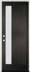 3/6x8/0 One Line Fiberglass Prehung Front Door with Reed Glass in Black