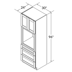 Oven Kitchen Cabinet OC3096 Shaker Toffee LessCare 30 in. width 96 in. height 24 in. depth