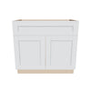 J&K White Shaker S8 Vanity Base Sink Door/False Drawer 36" W x 33" H x 21" D
