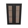 Modernform Cabinet Onyx Black Shaker 24" W X 36" H X 12" D Double Glass Door Wall Cabinet