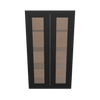 Modernform Cabinet Onyx Black Shaker 24" W X 42" H X 12" D Double Glass Door Wall Cabinet