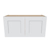 J&K White Shaker S8 Double Door Wall Cabinet - 30" W x 15" H