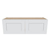 J&K White Shaker S8 Double Door Wall Cabinet - 36" W x 12" H