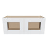 J&K White Shaker S8 Wall Glass Cabinet - 30" W x 12" H (No Glass Insert)