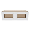 J&K White Shaker S8 Wall Glass Cabinet - 36" W x 12" H (No Glass Insert)