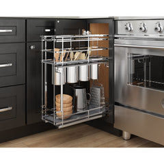 8" Polished Chrome STORAGE WITH STYLE® Metal "No Wiggle" Soft-close Utensil Base Pullout