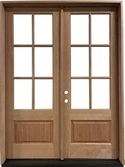 6/0x8/0 Exterior Mahogany Prehung Double Door | 6 Lite Without Moulding