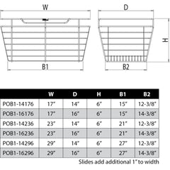 Chrome Closet Pullout Basket with Slides 16"D x 23"W x 6"H