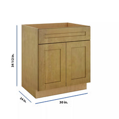 Modernform Cabinet Natural Shaker 30" W X 34 1/2" H X 24" D Double Door Sink Base Cabinet
