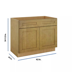 Modernform Cabinet Natural Shaker 42" W X 34 1/2" H X 24" D Double Door Sink Base Cabinet