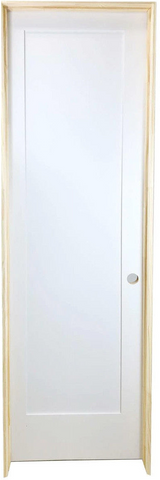 18 in x 80 in White 1-Panel Shaker Solid Core Primed MDF Prehung Interior Door