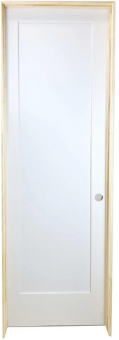 24 in x 80 in White 1-Panel Shaker Solid Core Primed MDF Prehung Interior Door