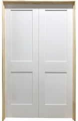 SBM 3/0x6/8 White Shaker 2-Panel Solid Core Primed MDF Prehung Interior French Door