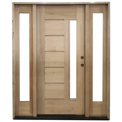 5/9x6/8 Mahogany Prehung Front Door | One Line Glass with Two Sidelites