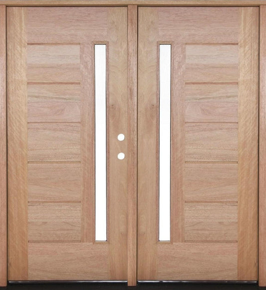 SBM 6/0x6/8 Exterior Mahogany Prehung Double Door | 1 Lite