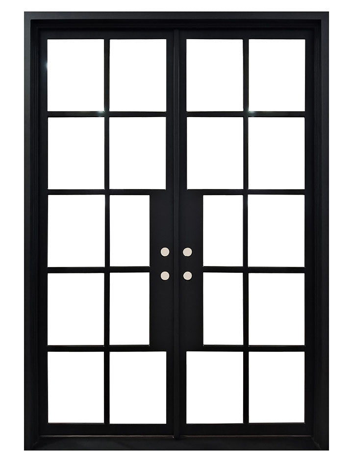 SBM 6/0x8/0 10 Lite French Exterior Wrought Iron Prehung Door 