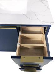 SBM Amelie 36 in Single Sink Bathroom Vanity in Blue with Calacatta Quartz Countertop