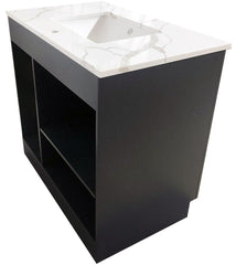 SBM Amelie 36 in Single Sink Bathroom Vanity in Blue with Calacatta Quartz Countertop