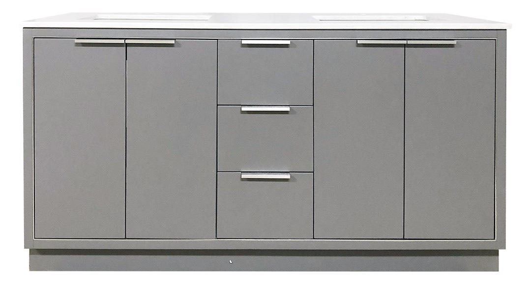 SBM Amelie 60 in Double Sink Bathroom Vanity in Grey with Carrara White Marble Countertop