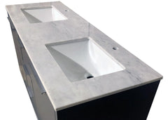 SBM Amelie 60 in Double Sink Bathroom Vanity in Grey with Carrara White Marble Countertop