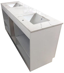 SBM Amelie 60 in Double Sink Bathroom Vanity in White with Calacatta Quartz Countertop