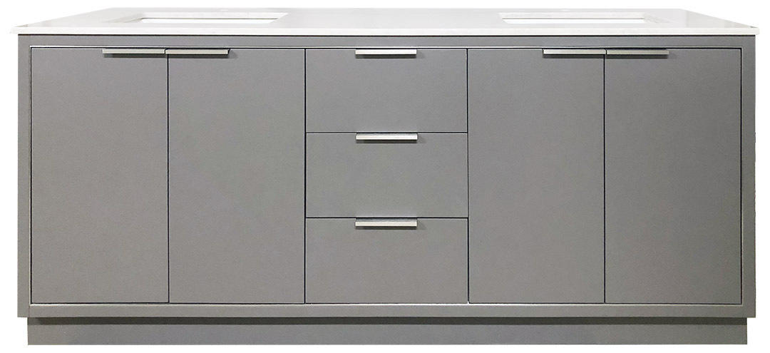 SBM Amelie 72 in Double Sink Bathroom Vanity in Grey with Carrara White Marble Countertop