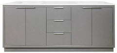 SBM Amelie 72 in Double Sink Bathroom Vanity in Grey with Carrara White Marble Countertop