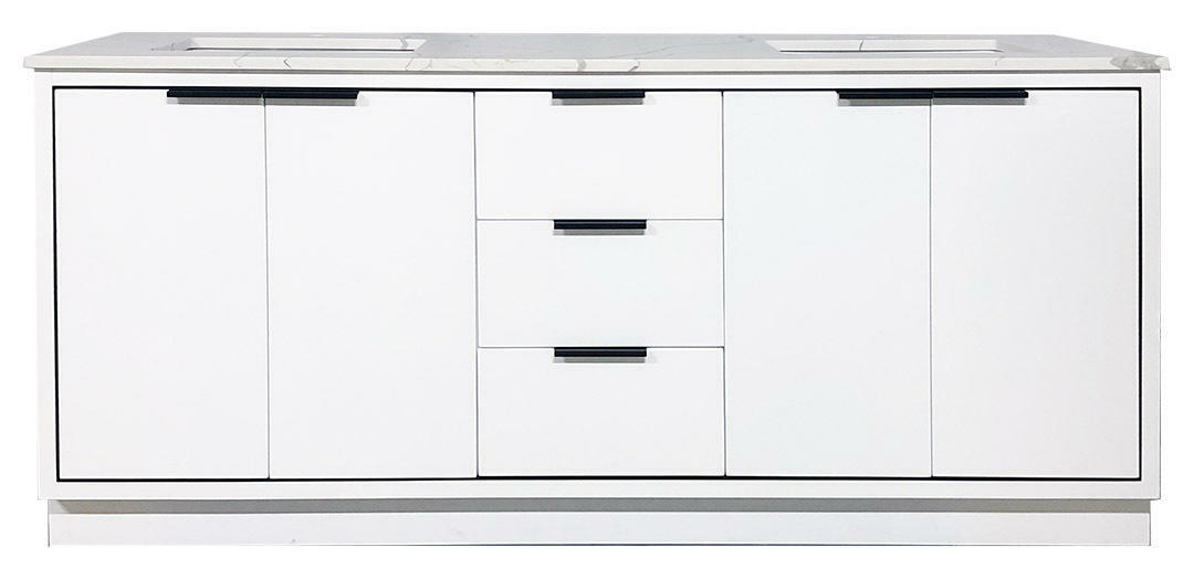 SBM Amelie 72 in Double Sink Bathroom Vanity in White with Calacatta Quartz Countertop