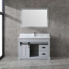 SBM Farmhouse 72 in Double Sink Bathroom Vanity in White with Calacatta Gold Quartz Countertop