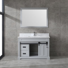 SBM Farmhouse 72 in Double Sink Bathroom Vanity in White with Calacatta Gold Quartz Countertop