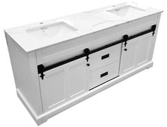 SBM Farmhouse 48 in Bathroom Vanity in White with Calacatta Gold Quartz Countertop