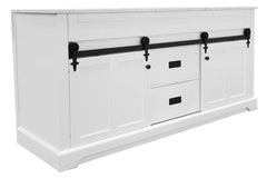 SBM Farmhouse 72 in Double Sink Bathroom Vanity in White with Calacatta Gold Quartz Countertop