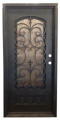 SBM Fleur De Lis 3/0x6/8 Single Wrought Iron Prehung Front Door