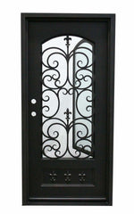 SBM Fleur De Lis 3/0x6/8 Single Wrought Iron Prehung Front Door