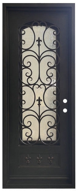 SBM Fleur De Lis 3/0x8/0 Wrought Iron Prehung Single Door