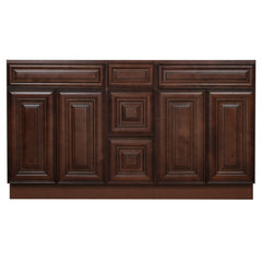 SBM Glazed Chocolate Contempo Wood Vanity Double Sink and 3 Drawer Base or 60