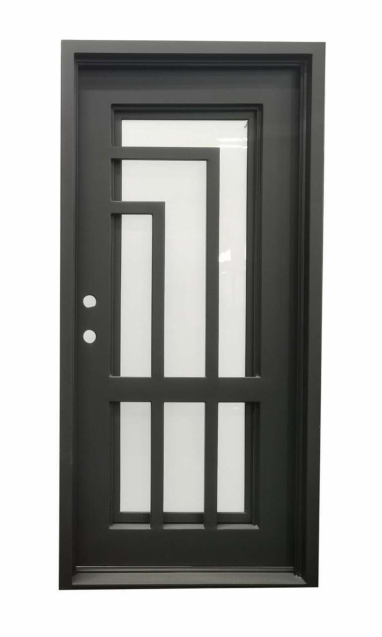 SBM Oslo 3/0x6/8 Exterior Single Wrought Iron Prehung Door