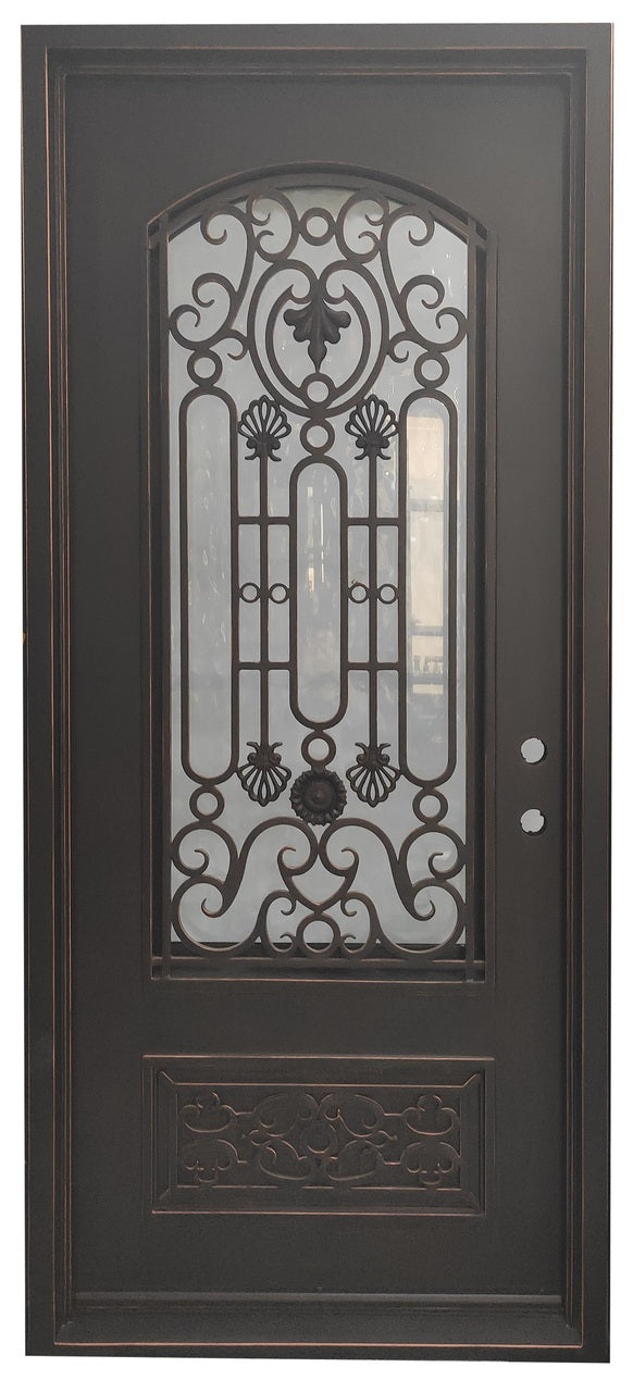 SBM Palace 3/6x8/0 Exterior Wrought Iron Prehung Single Door