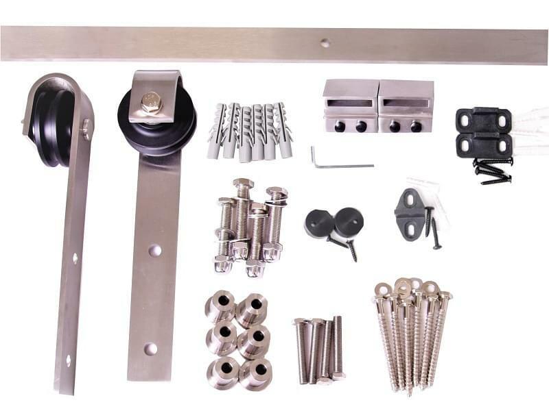 SBM Strap Style Barn Door Hardware Set or Stainless Steel Finish