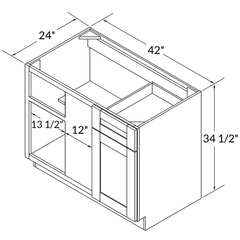 Blind Corner Base Kitchen Cabinet SCB42 Shaker Toffee 42 in. width 34.5 in. height 24 in. depth