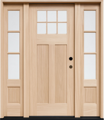 5 ft. 9 in. x 8 ft. Exterior Mahogany 6 Lite Craftsman Door with Sidelites