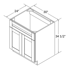 Sink Base Kitchen Cabinet SB30 Alpina White LessCare 30 in. width 34.5 in. height 24 in. depth - Kitchen Cabinets