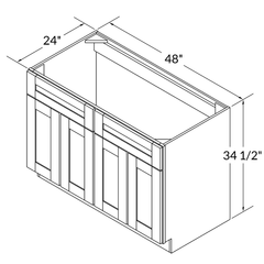 Sink Base Kitchen Cabinet SB48 Shaker Toffee LessCare 48 in. width 34.5 in. height 24 in. depth