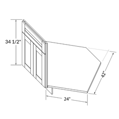 Sink Front Corner Base Kitchen Cabinet SFC42 Alpina White LessCare 34.5 in. height 42 in. depth - Kitchen Cabinets