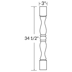 Table Post Molding TP3 Shaker Toffee LessCare 3 in. width 34.5 in. height