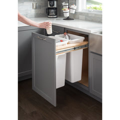 Double Grey 50 Quart Top-Mount Trashcan Pullout for 18" Opening